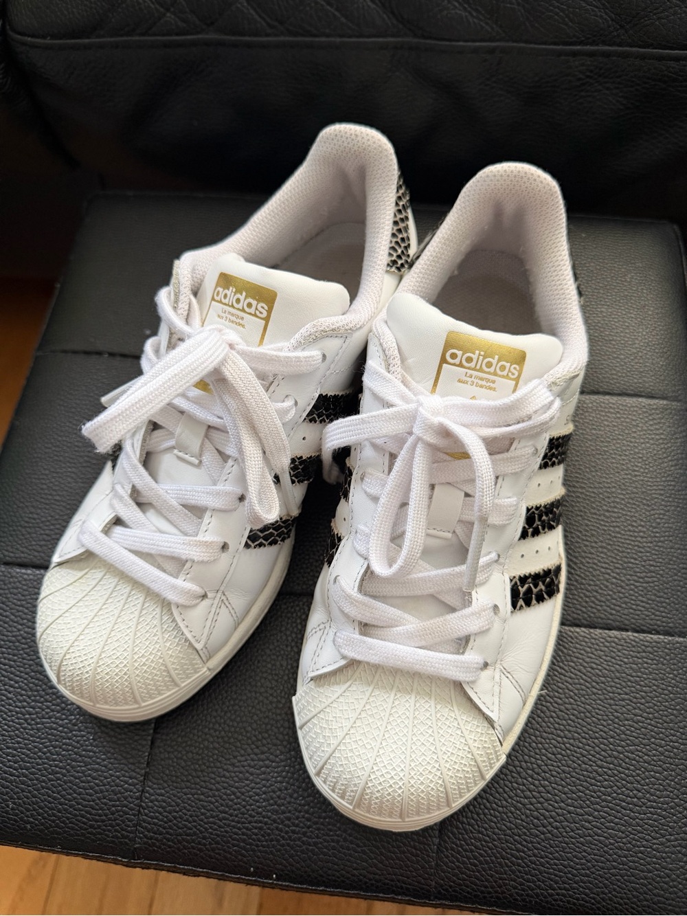 adidas White and Black Shell Toe Sneakers